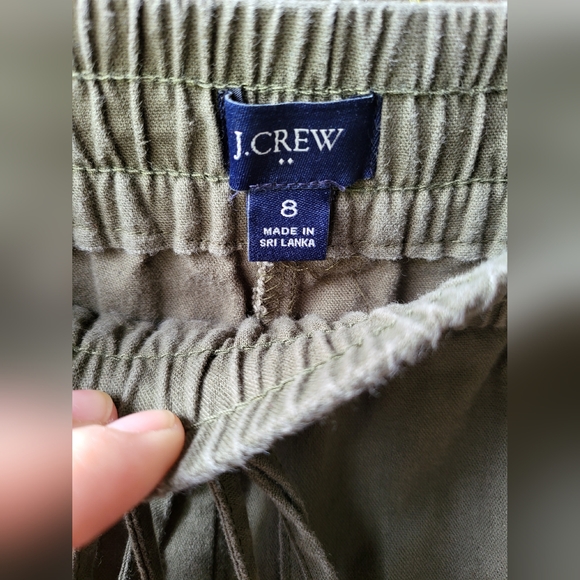 J Crew Linen Blend Cuffed Hem Pants Drawstring Elastic Wasit Green Womens 8 - Picture 6 of 7